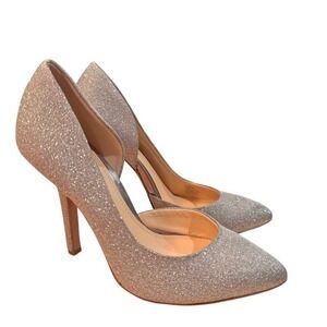 BCBGeneration Silver Glitter DOrsay Pumps Heels Women 7M 37 stiletto evening